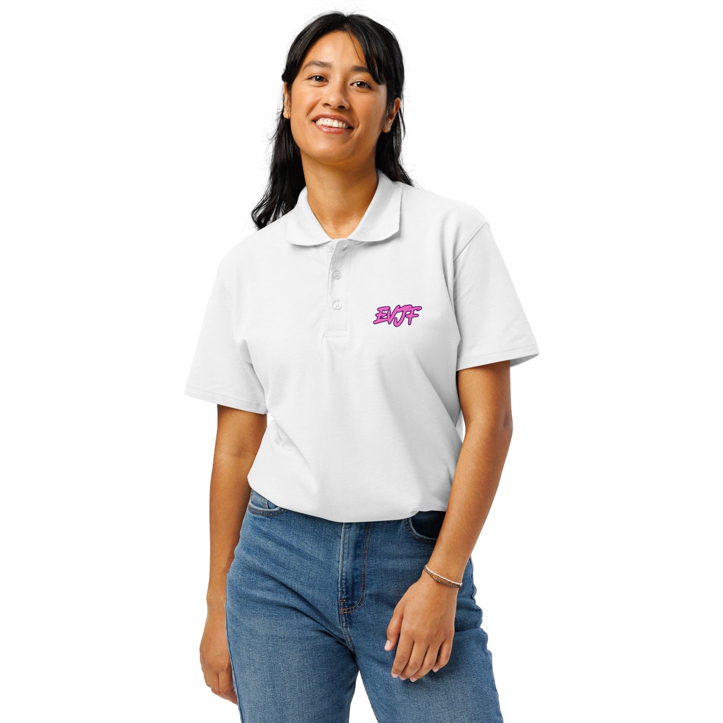 Polo premium "EVJF" - Les copines de la mariée. Blanc par Classic Apparel