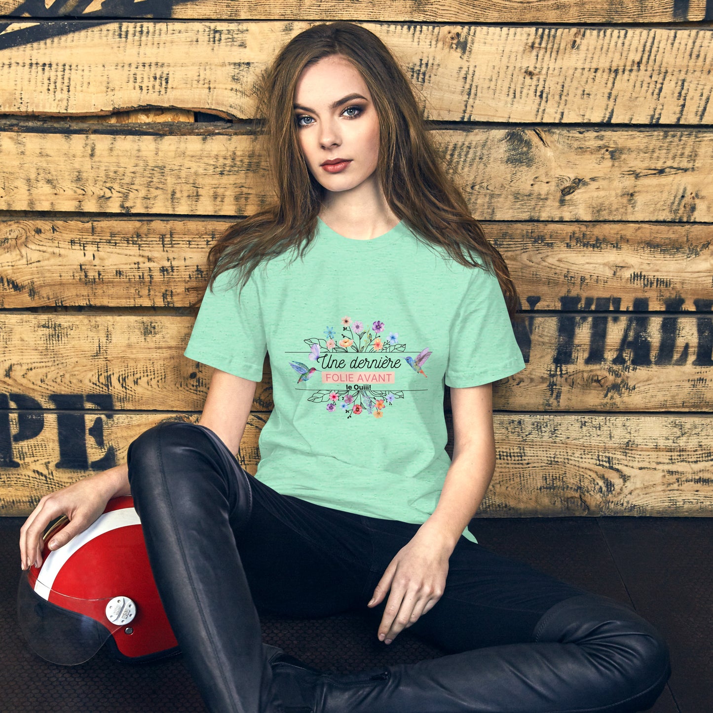 T-shirt "Une dernière folie avant le Ouii ! Menthe Chiné par Classic Apparel