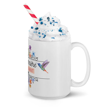 Mug Blanc Brillant "une derniere folie avant le ouii!" 15 oz par décoration de table